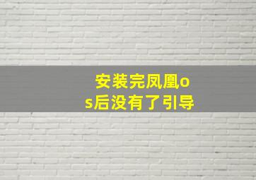 安装完凤凰os后没有了引导