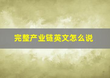 完整产业链英文怎么说