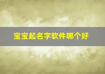 宝宝起名字软件哪个好