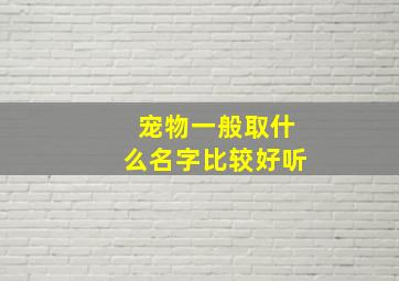 宠物一般取什么名字比较好听