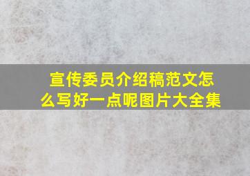 宣传委员介绍稿范文怎么写好一点呢图片大全集