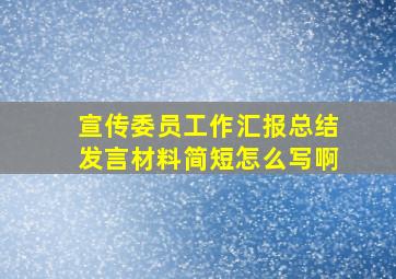 宣传委员工作汇报总结发言材料简短怎么写啊