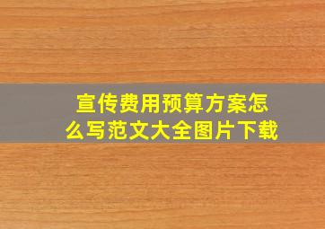 宣传费用预算方案怎么写范文大全图片下载