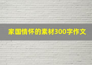 家国情怀的素材300字作文