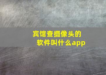 宾馆查摄像头的软件叫什么app