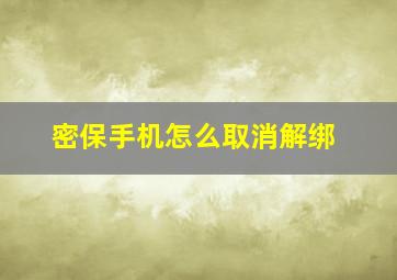 密保手机怎么取消解绑