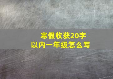 寒假收获20字以内一年级怎么写