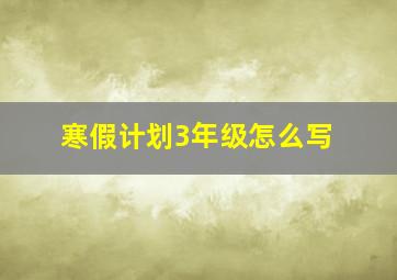 寒假计划3年级怎么写