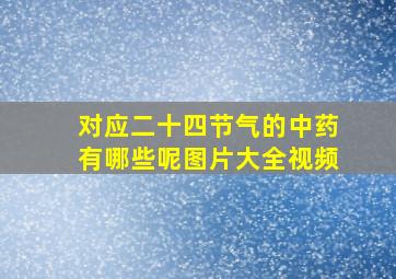 对应二十四节气的中药有哪些呢图片大全视频