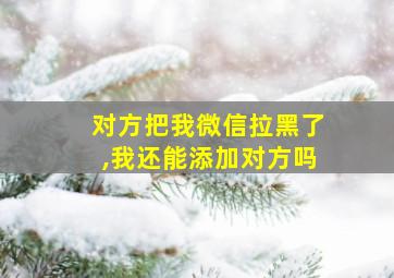 对方把我微信拉黑了,我还能添加对方吗