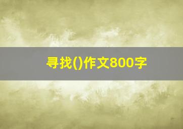 寻找()作文800字