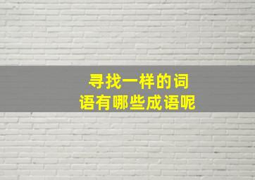 寻找一样的词语有哪些成语呢