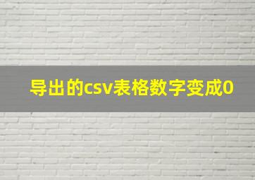 导出的csv表格数字变成0