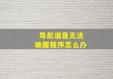 导航语音无法唤醒程序怎么办