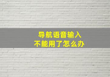 导航语音输入不能用了怎么办