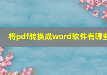 将pdf转换成word软件有哪些