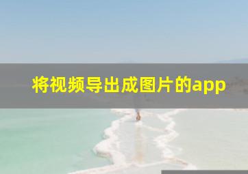 将视频导出成图片的app