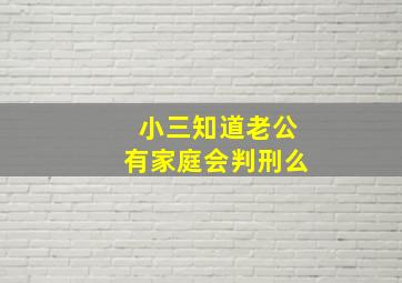 小三知道老公有家庭会判刑么