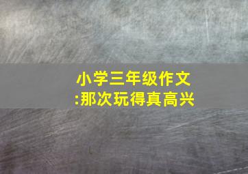 小学三年级作文:那次玩得真高兴