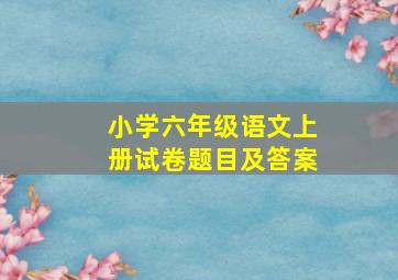 小学六年级语文上册试卷题目及答案