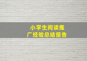 小学生阅读推广经验总结报告