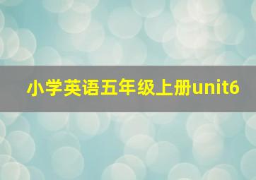 小学英语五年级上册unit6