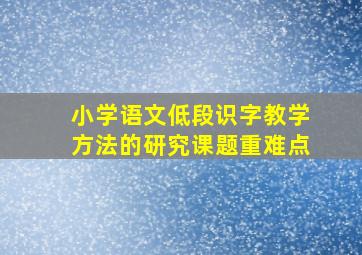 小学语文低段识字教学方法的研究课题重难点