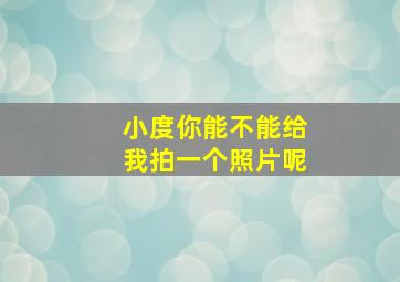 小度你能不能给我拍一个照片呢