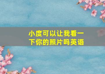 小度可以让我看一下你的照片吗英语