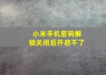 小米手机密码解锁关闭后开启不了