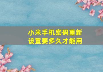 小米手机密码重新设置要多久才能用