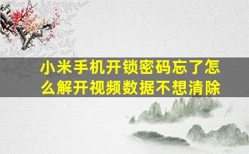 小米手机开锁密码忘了怎么解开视频数据不想清除