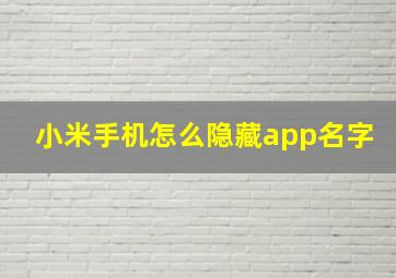 小米手机怎么隐藏app名字