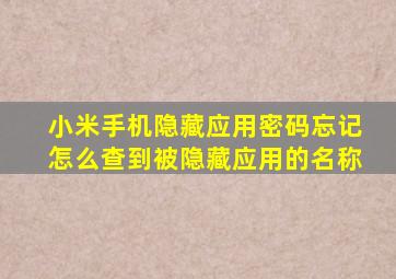 小米手机隐藏应用密码忘记怎么查到被隐藏应用的名称