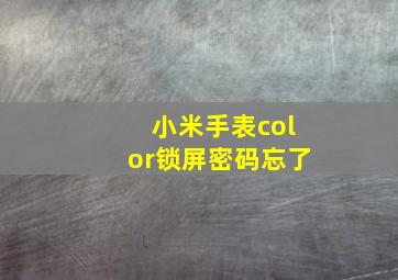 小米手表color锁屏密码忘了