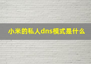 小米的私人dns模式是什么