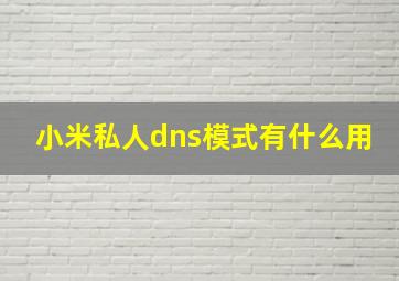 小米私人dns模式有什么用