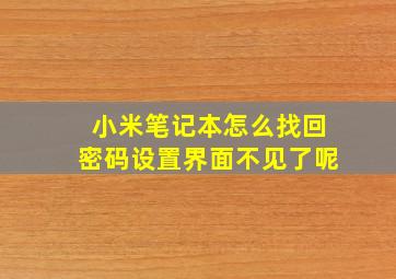 小米笔记本怎么找回密码设置界面不见了呢