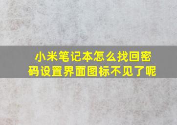 小米笔记本怎么找回密码设置界面图标不见了呢