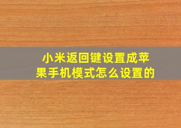 小米返回键设置成苹果手机模式怎么设置的