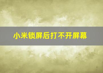 小米锁屏后打不开屏幕