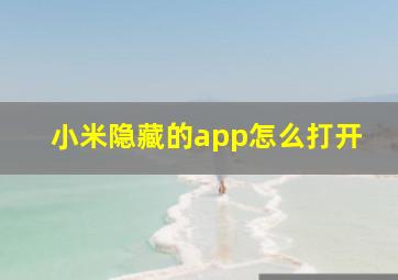 小米隐藏的app怎么打开