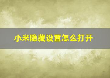 小米隐藏设置怎么打开