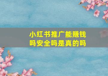 小红书推广能赚钱吗安全吗是真的吗