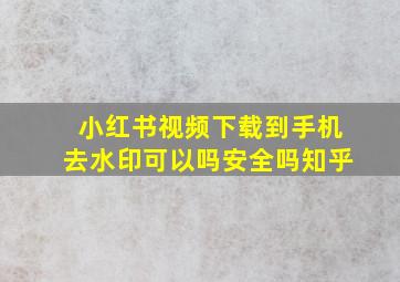 小红书视频下载到手机去水印可以吗安全吗知乎