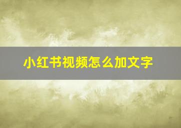 小红书视频怎么加文字