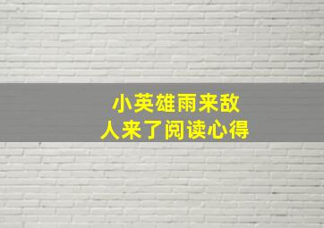 小英雄雨来敌人来了阅读心得