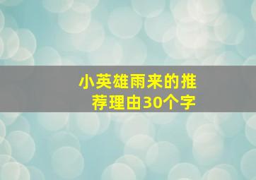 小英雄雨来的推荐理由30个字