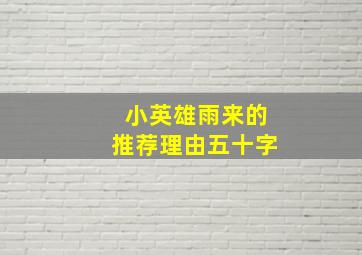 小英雄雨来的推荐理由五十字