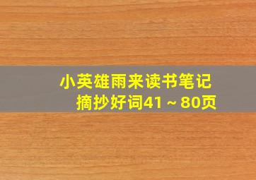 小英雄雨来读书笔记摘抄好词41～80页